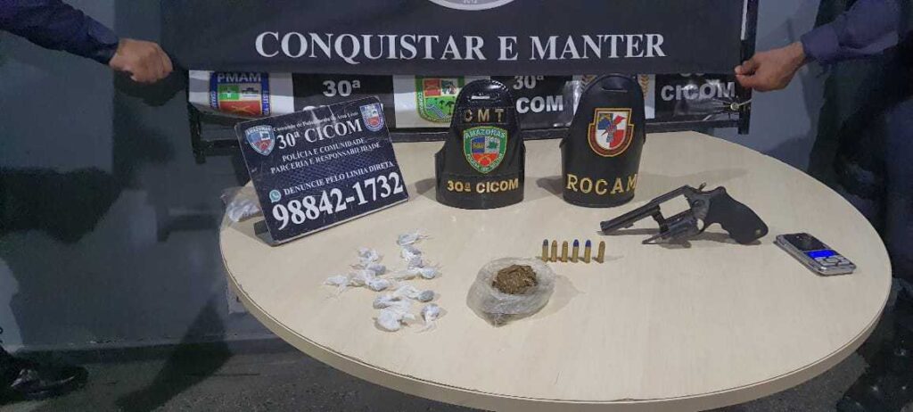 Cinco armas de fogo foram apreendidas pela Polícia Militar do Amazonas
